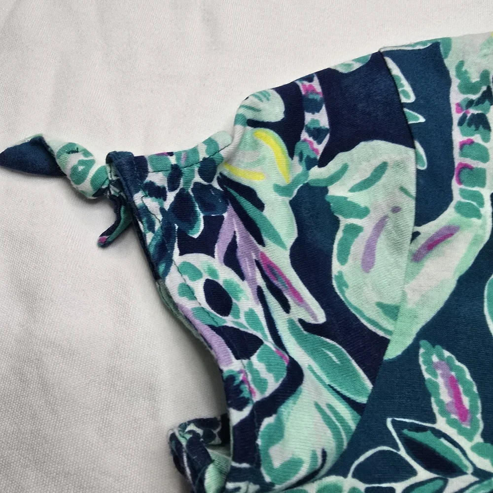 Lilly Pulitzer Floral Lemur Tropical Print Teal One Piece Romper Size XL 12/14